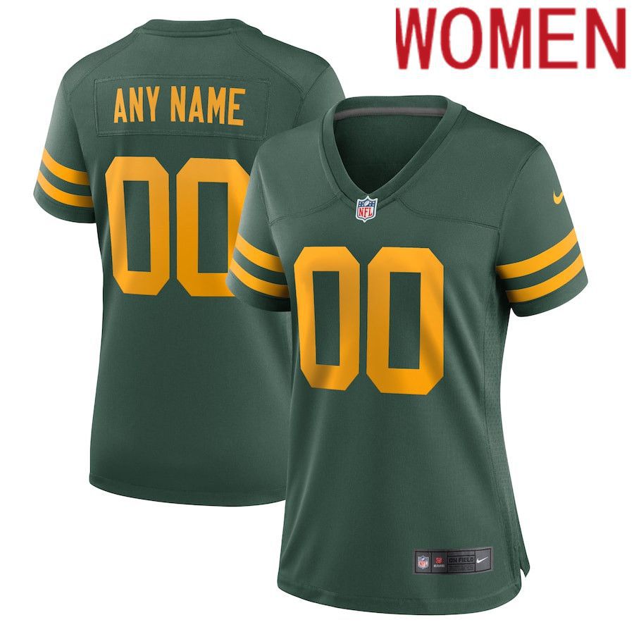 Cheap Women Green Bay Packers Nike Green Alternate Custom NFL Jersey